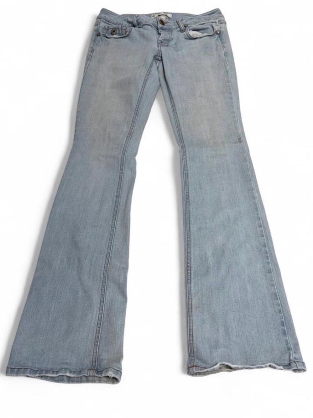 Vintage Y2K Ultra Low Rise Light Wash Bootcut Jeans Juniors 5 Festival FLAWED